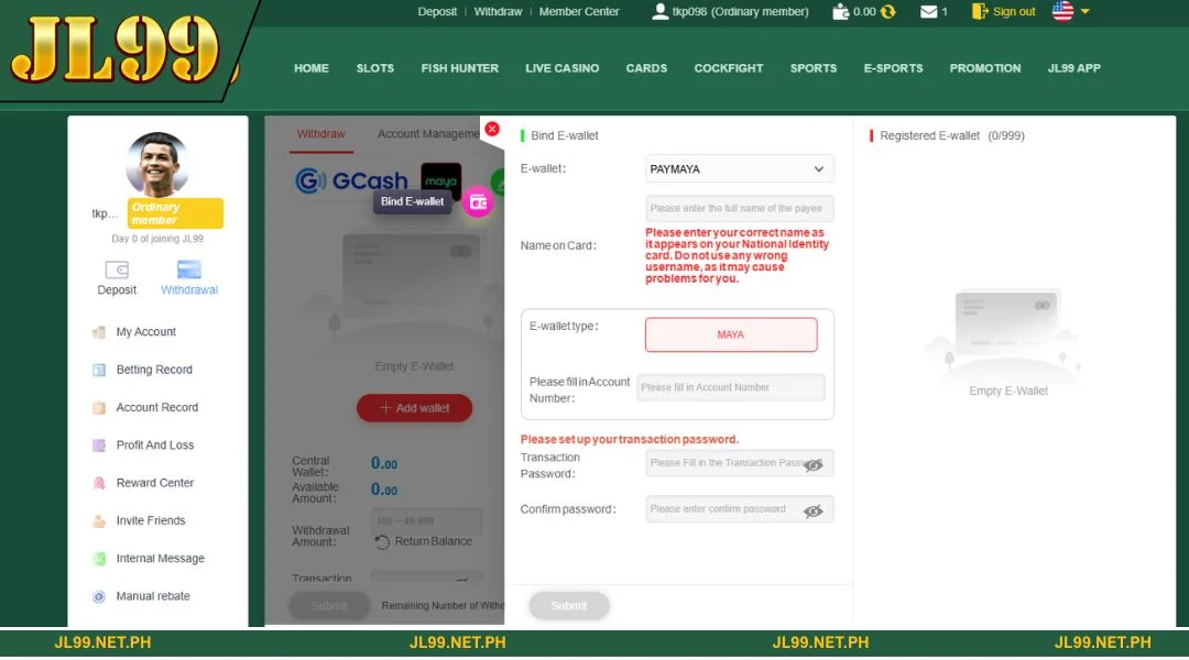List of JL99 withdrawal methods most chosen by many people